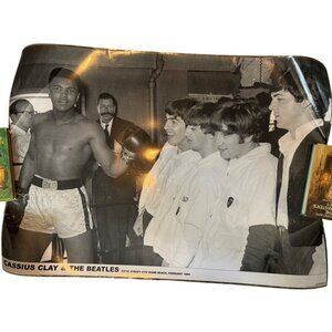 Muhammad Ali & The Beatles 1964 Black & White Poster laminated 33x24" READ